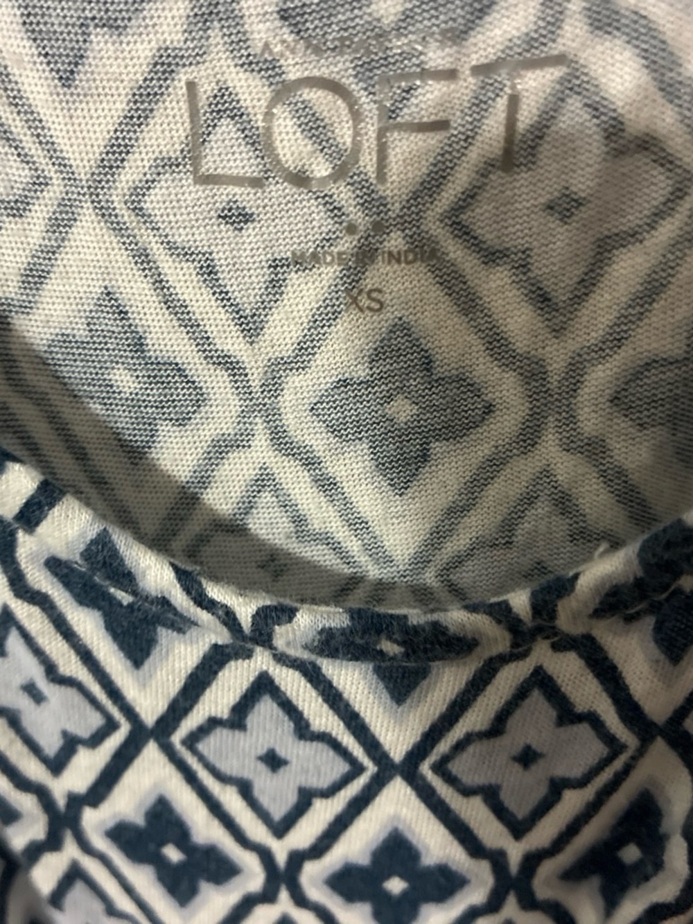 Loft Blue Patterned Drawstring Short-Sleeve Top - Picture 3 of 4